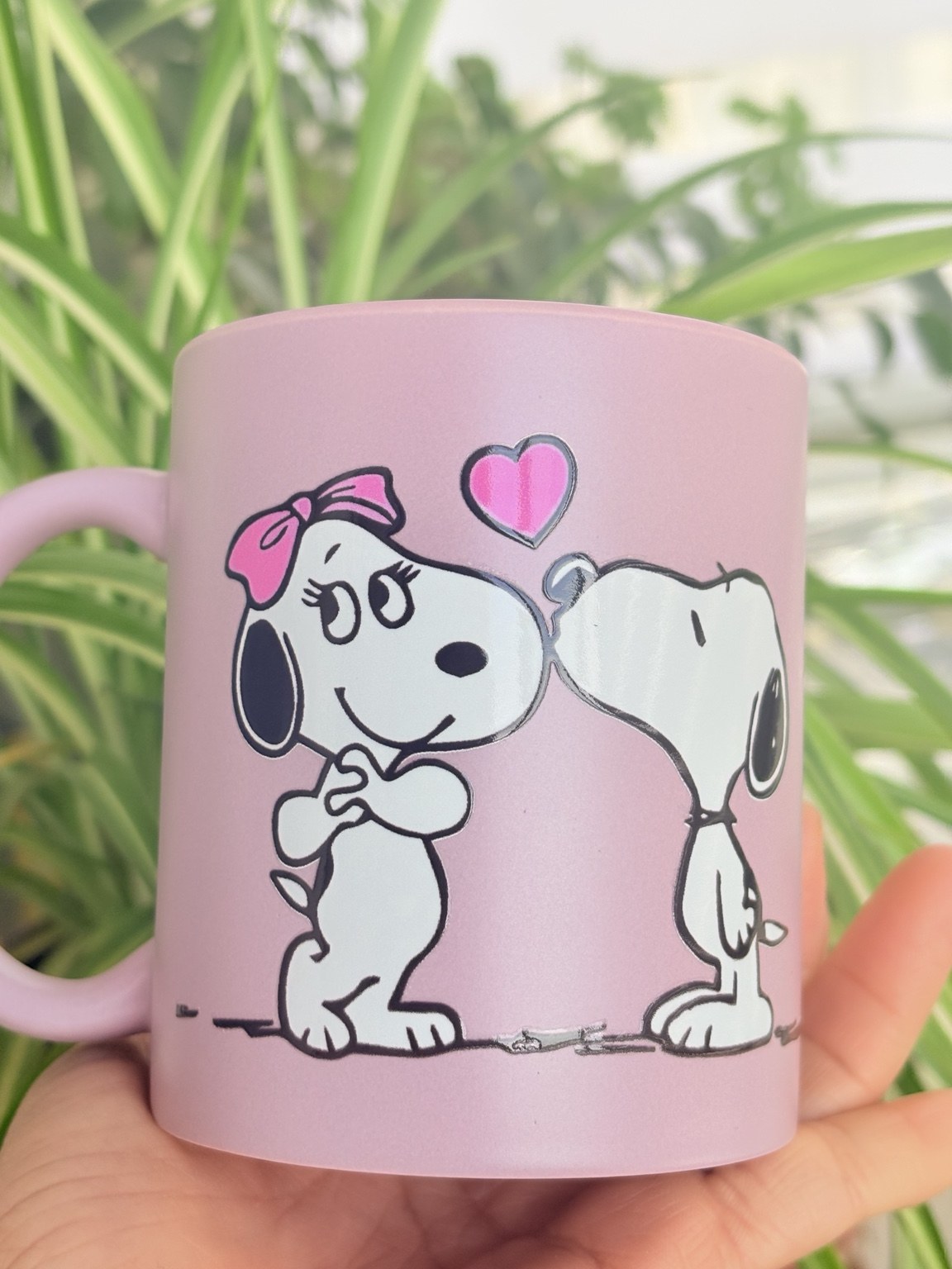 Tazón rosado con Snoopy y Woodstock